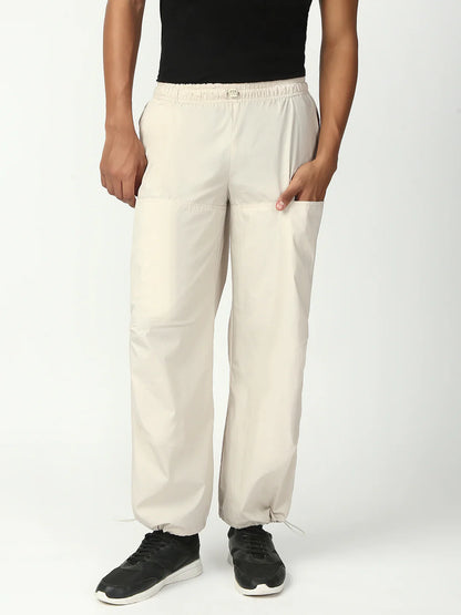 Necked  Cream Parachute Cotton Pant