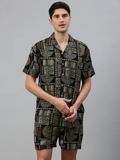 Necked Printed Regular Fit Co-Ords For Men’s