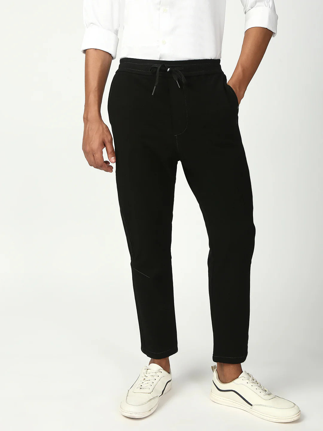 Necked Black Anti Fit Stretchable Jogger