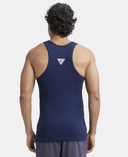 Jockey 9922 Men's Super Combed Cotton Rib Slim Fit Racer Back Styling Round Neck Gym Vest
