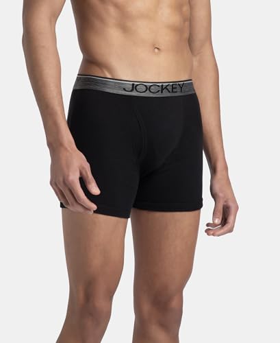 Jockey 8009 Men's Super Combed Cotton Rib Solid Boxer Brief with Ultrasoft Waistband (Pack of 3)