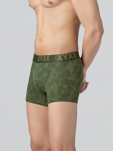 XYXX Men's Matrix Super Combed Cotton Blend Geometric Antimicrobial Trunks with No Marks Waistband
