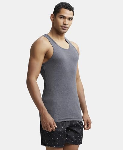 Jockey 9922 Men's Super Combed Cotton Rib Slim Fit Racer Back Styling Round Neck Gym Vest