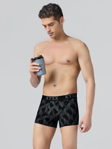 XYXX Men's Matrix Super Combed Cotton Blend Geometric Antimicrobial Trunks with No Marks Waistband