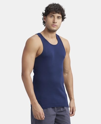 Jockey 9922 Men's Super Combed Cotton Rib Slim Fit Racer Back Styling Round Neck Gym Vest