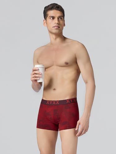 XYXX Men's Matrix Super Combed Cotton Blend Geometric Antimicrobial Trunks with No Marks Waistband