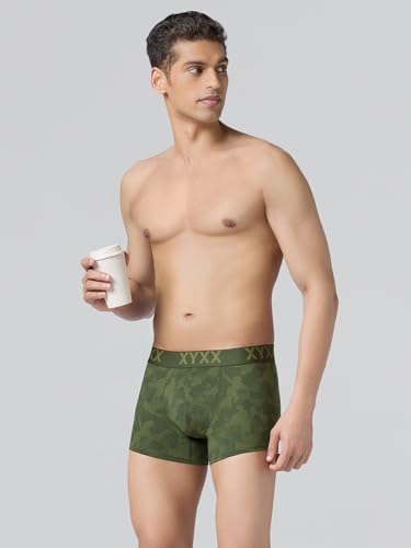 XYXX Men's Matrix Super Combed Cotton Blend Geometric Antimicrobial Trunks with No Marks Waistband