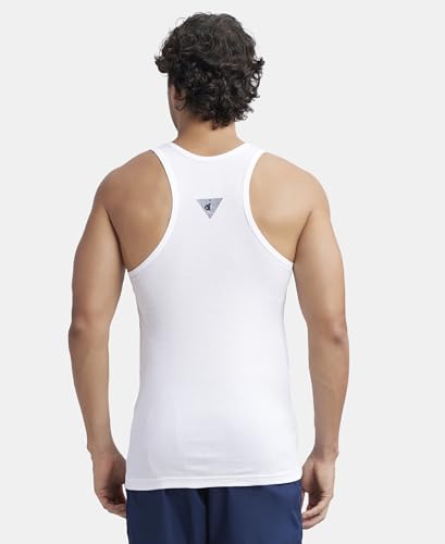 Jockey 9922 Men's Super Combed Cotton Rib Slim Fit Racer Back Styling Round Neck Gym Vest