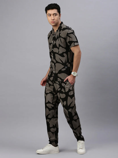 Necked  Printed Regular Fit Co-Ords For Men’s