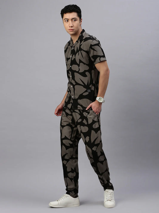 Necked  Printed Regular Fit Co-Ords For Men’s