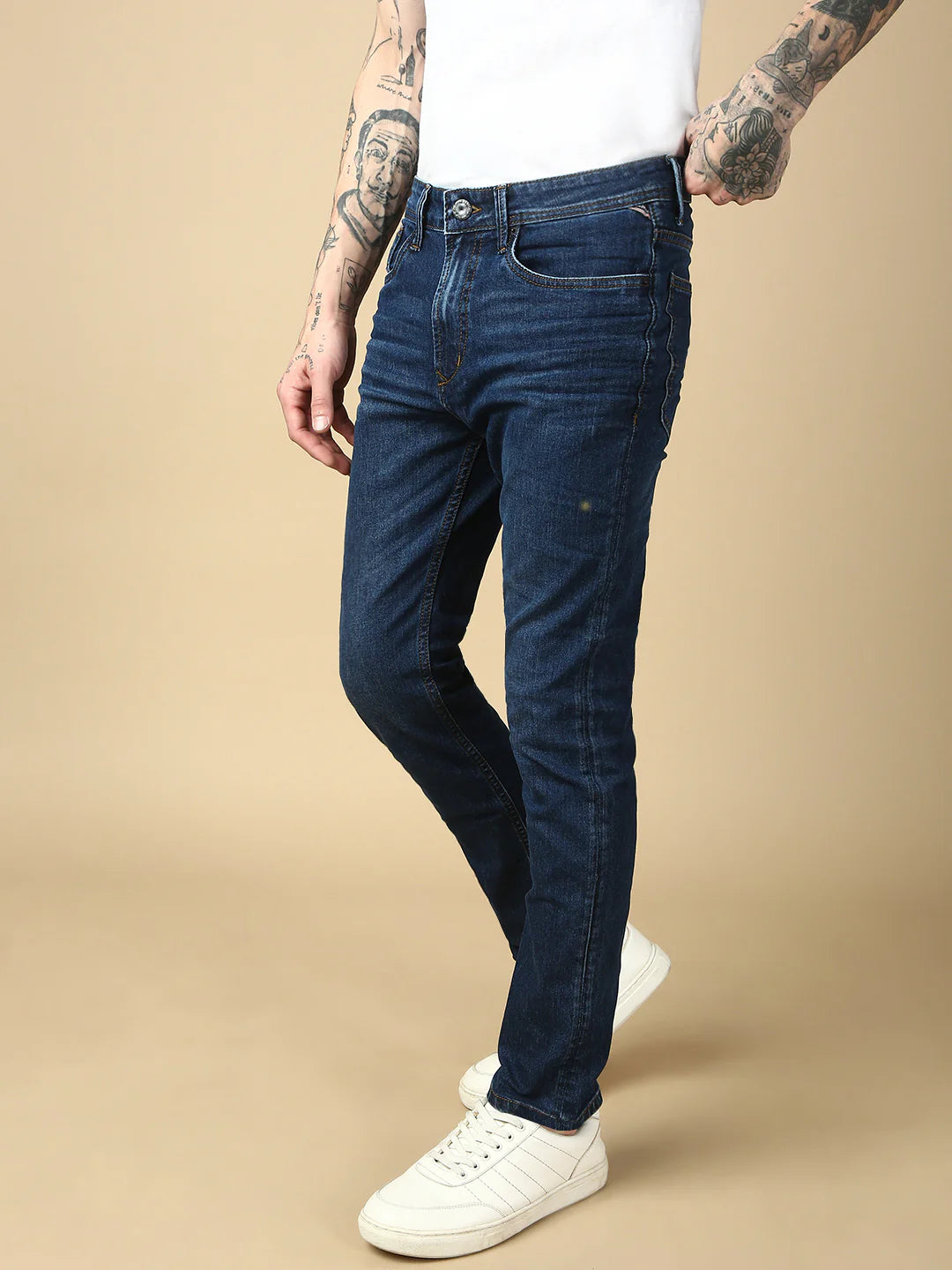 Necked Mild Blue Slim Fit Stretchable Jeans
