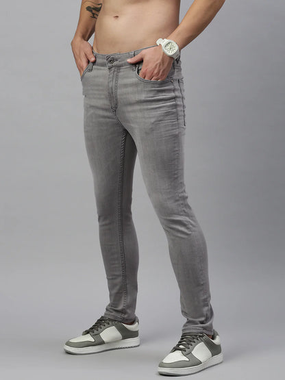 Necked Vintage Gray Skinny Stretchable Jeans