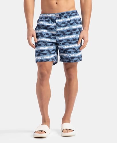 Jockey US57 Men's Super Combed Mercerized Cotton Woven Printed Boxer Shorts with Side Pocket (Pack of 2_Prints May Vary)