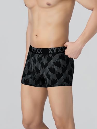 XYXX Men's Matrix Super Combed Cotton Blend Geometric Antimicrobial Trunks with No Marks Waistband