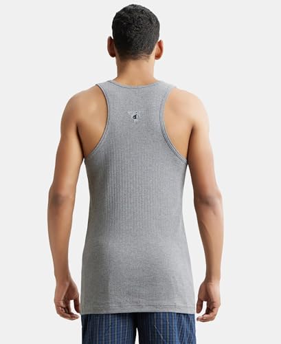Jockey 9922 Men's Super Combed Cotton Rib Slim Fit Racer Back Styling Round Neck Gym Vest