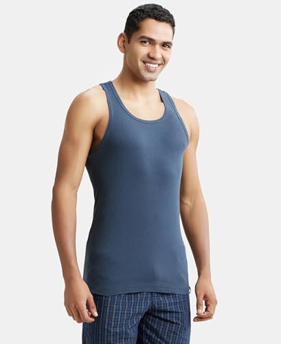 Jockey 9922 Men's Super Combed Cotton Rib Slim Fit Racer Back Styling Round Neck Gym Vest