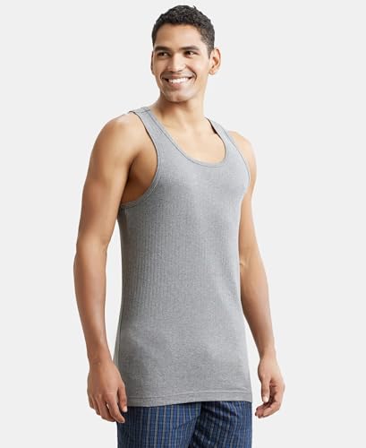 Jockey 9922 Men's Super Combed Cotton Rib Slim Fit Racer Back Styling Round Neck Gym Vest