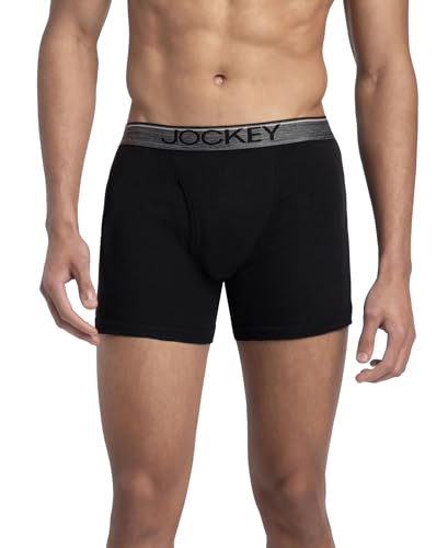 Jockey 8009 Men's Super Combed Cotton Rib Solid Boxer Brief with Ultrasoft Waistband (Pack of 3)