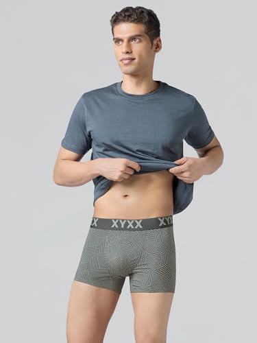 XYXX Men's Matrix Super Combed Cotton Blend Geometric Antimicrobial Trunks with No Marks Waistband