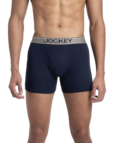 Jockey 8009 Men's Super Combed Cotton Rib Solid Boxer Brief with Ultrasoft Waistband (Pack of 3)