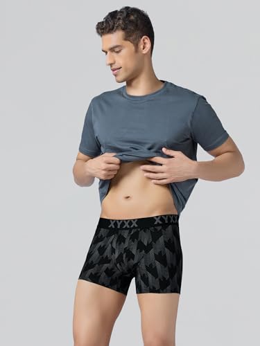 XYXX Men's Matrix Super Combed Cotton Blend Geometric Antimicrobial Trunks with No Marks Waistband