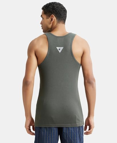 Jockey 9922 Men's Super Combed Cotton Rib Slim Fit Racer Back Styling Round Neck Gym Vest