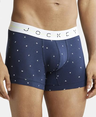 Jockey NY02 Men's Super Combed Cotton Elastane Stretch Printed Trunk with Ultrasoft Waistband (Prints May Vary)
