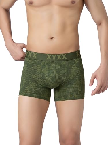 XYXX Men's Matrix Super Combed Cotton Blend Geometric Antimicrobial Trunks with No Marks Waistband