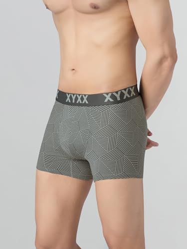 XYXX Men's Matrix Super Combed Cotton Blend Geometric Antimicrobial Trunks with No Marks Waistband