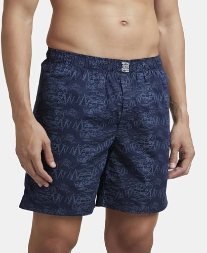 Jockey US57 Men's Super Combed Mercerized Cotton Woven Printed Boxer Shorts with Side Pocket (Pack of 2_Prints May Vary)