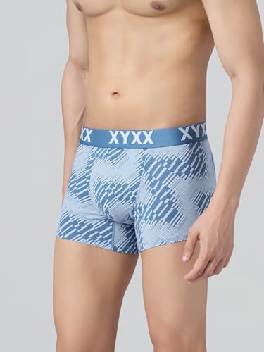 XYXX Men's Matrix Super Combed Cotton Blend Geometric Antimicrobial Trunks with No Marks Waistband