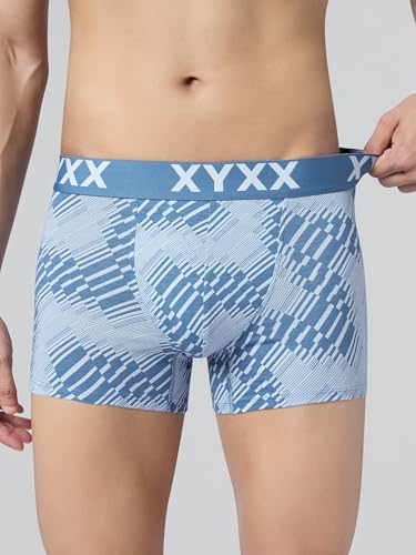 XYXX Men's Matrix Super Combed Cotton Blend Geometric Antimicrobial Trunks with No Marks Waistband