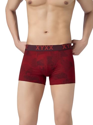 XYXX Men's Matrix Super Combed Cotton Blend Geometric Antimicrobial Trunks with No Marks Waistband