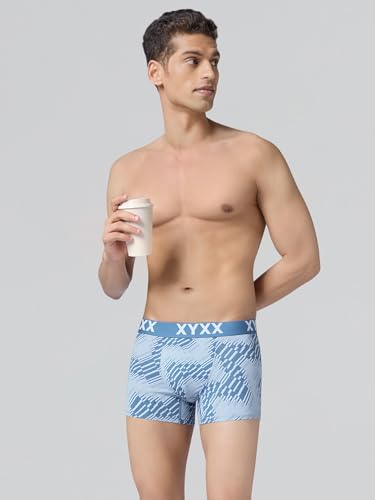 XYXX Men's Matrix Super Combed Cotton Blend Geometric Antimicrobial Trunks with No Marks Waistband