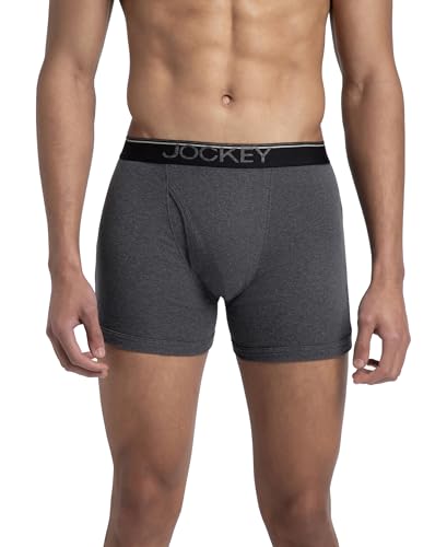 Jockey 8009 Men's Super Combed Cotton Rib Solid Boxer Brief with Ultrasoft Waistband (Pack of 3)