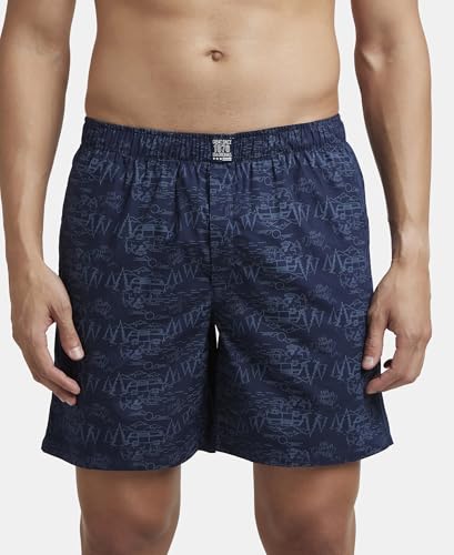 Jockey US57 Men's Super Combed Mercerized Cotton Woven Printed Boxer Shorts with Side Pocket (Pack of 2_Prints May Vary)