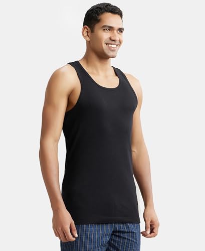 Jockey 9922 Men's Super Combed Cotton Rib Slim Fit Racer Back Styling Round Neck Gym Vest