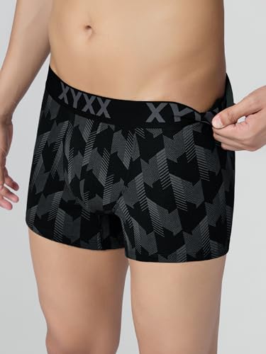 XYXX Men's Matrix Super Combed Cotton Blend Geometric Antimicrobial Trunks with No Marks Waistband
