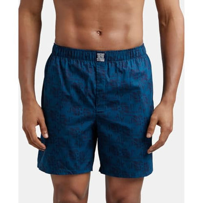 Jockey US57 Men's Super Combed Mercerized Cotton Woven Printed Boxer Shorts with Side Pocket (Pack of 2_Prints May Vary)