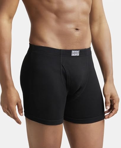 Jockey 8008 Men's Super Combed Cotton Rib Solid Boxer Brief with Ultrasoft Concealed Waistband (Pack of 3)