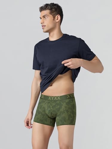 XYXX Men's Matrix Super Combed Cotton Blend Geometric Antimicrobial Trunks with No Marks Waistband