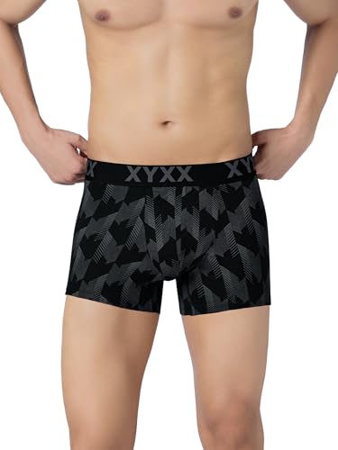 XYXX Men's Matrix Super Combed Cotton Blend Geometric Antimicrobial Trunks with No Marks Waistband