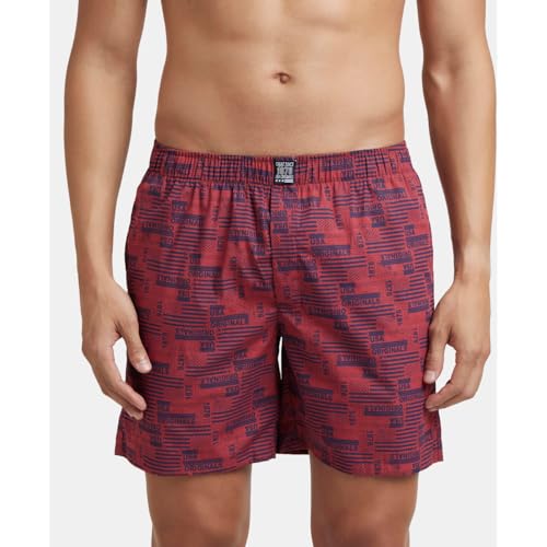 Jockey US57 Men's Super Combed Mercerized Cotton Woven Printed Boxer Shorts with Side Pocket (Pack of 2_Prints May Vary)
