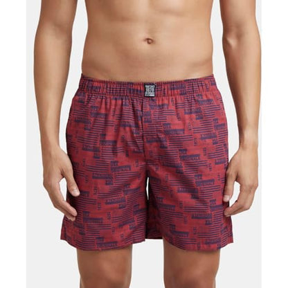 Jockey US57 Men's Super Combed Mercerized Cotton Woven Printed Boxer Shorts with Side Pocket (Pack of 2_Prints May Vary)