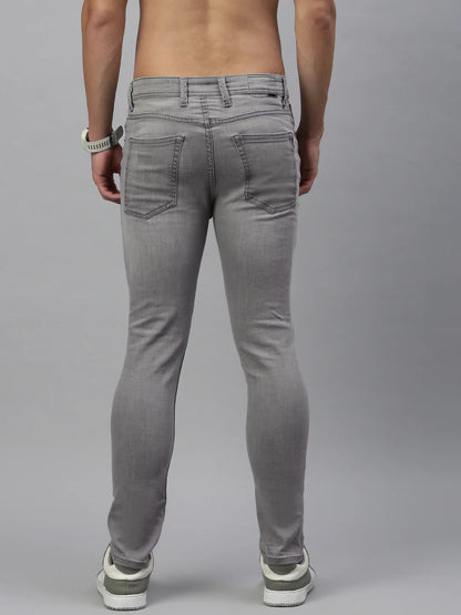 Necked Vintage Gray Skinny Stretchable Jeans