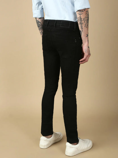 Necked  Black Slim Fit Stretchable Jeans