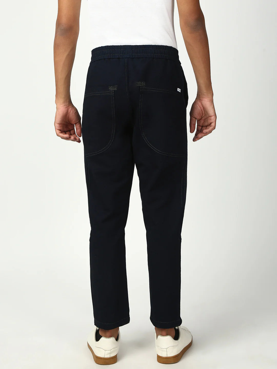 Necked  Blue Anti Fit Stretchable Jogger