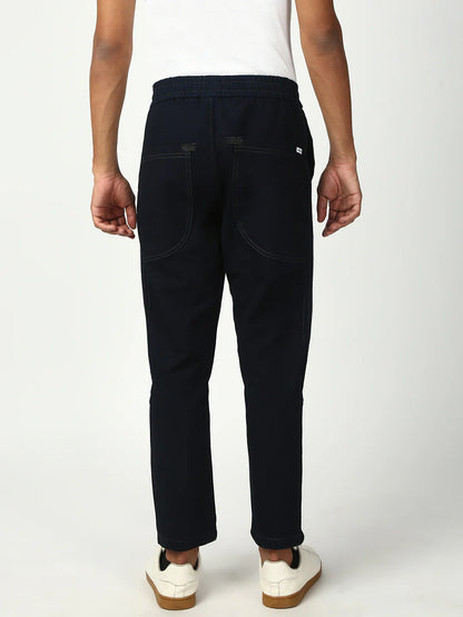 Necked  Blue Anti Fit Stretchable Jogger