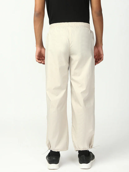 Necked  Cream Parachute Cotton Pant