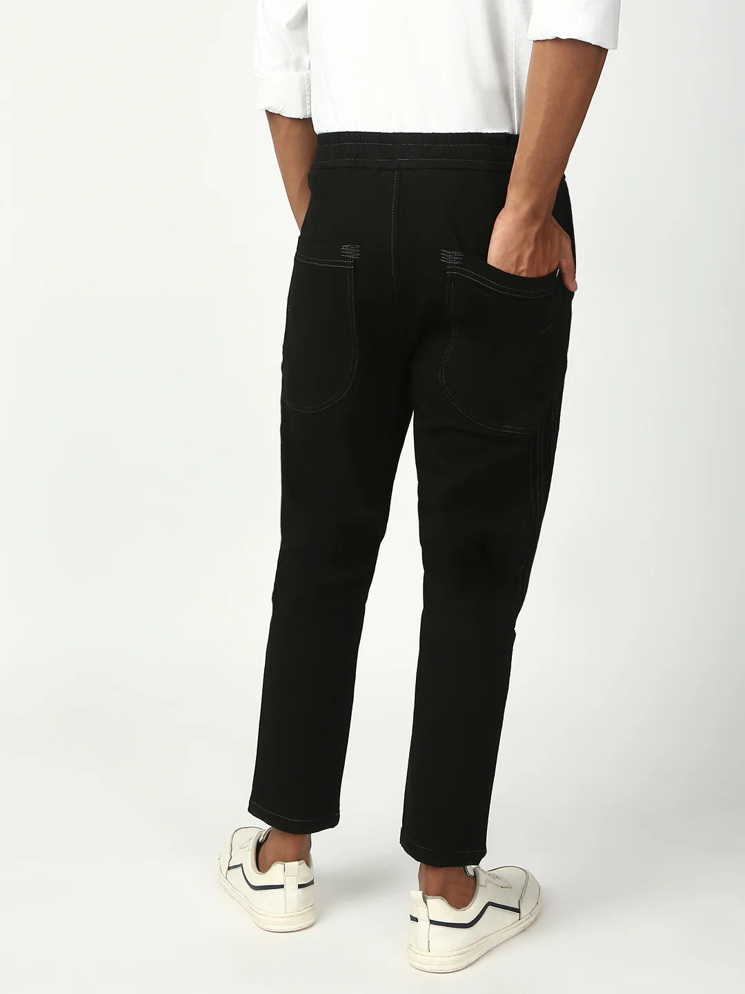 Necked Black Anti Fit Stretchable Jogger